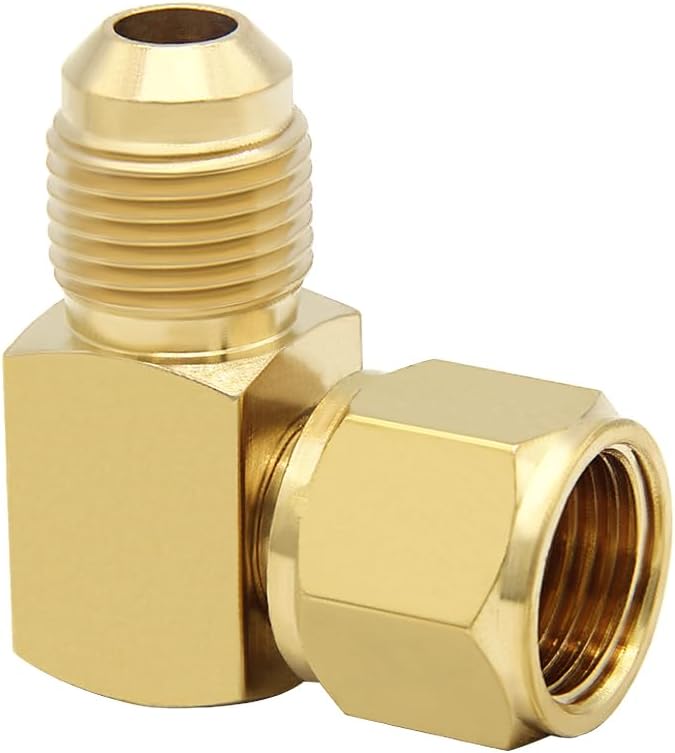 Hooshing 2PCS 90° Elbow Flare Swivel Fitting 3/8" Female to Male Connector