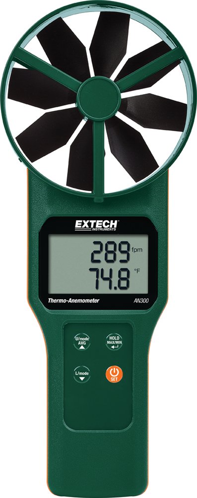 Extech AN300 Large Vane Thermo-Anemometer, Air Velocity and Flow