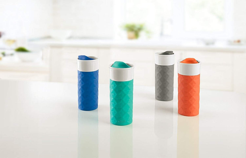 Ogden Ceramic Travel Mug with Splash-Resistant Slider Lid and Protective Silicone Boot, Perfect for Coffee or Tea