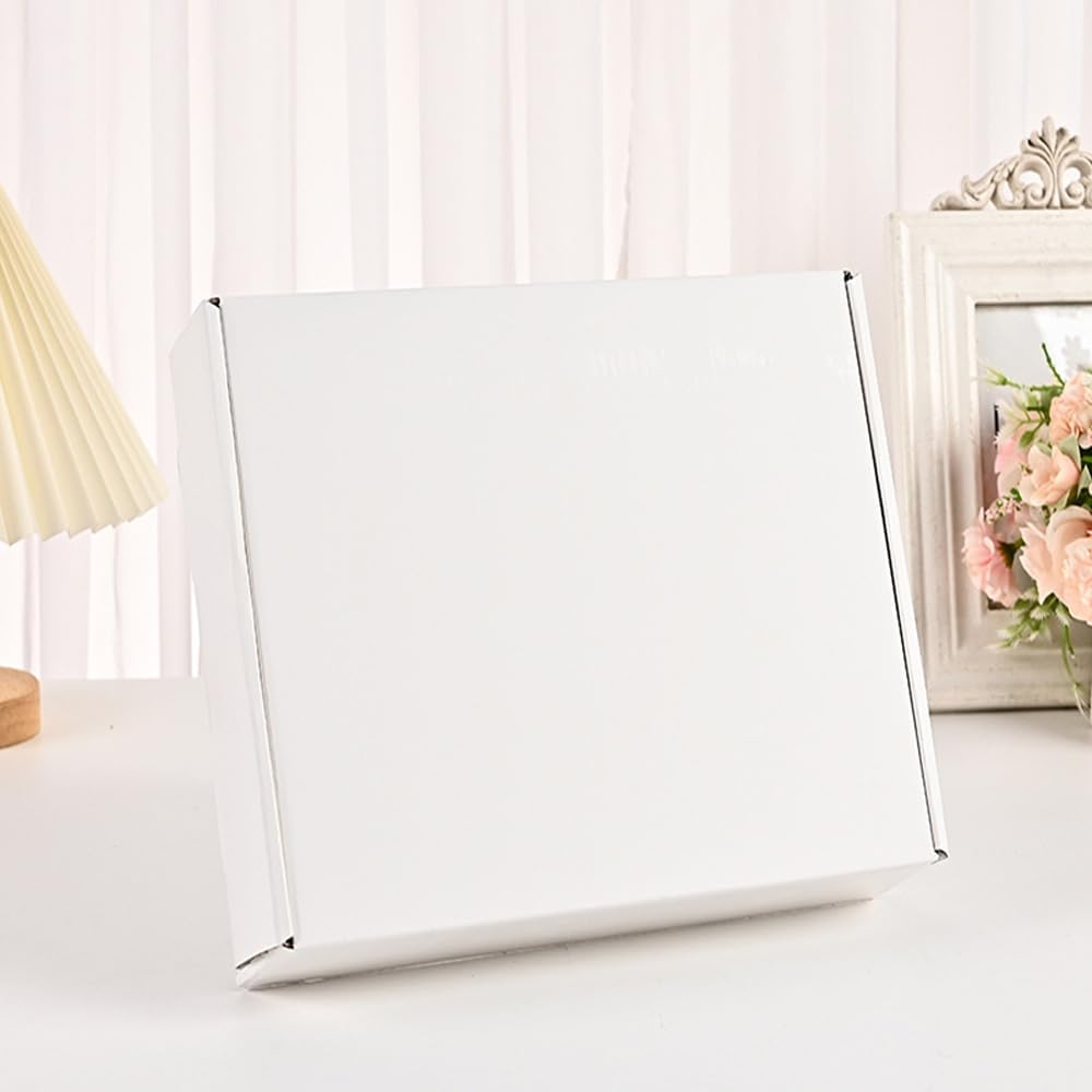 Shipping Boxes 9x9x4 inch Pack of 20, White Corrugated Cardboard Mailer Box