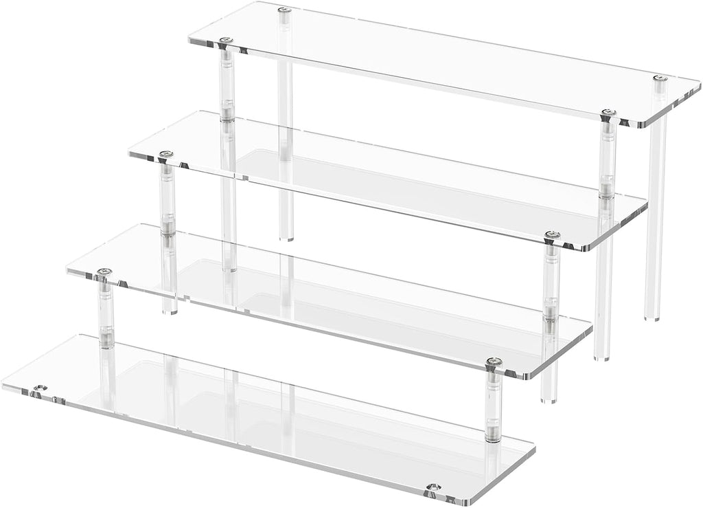 4 Tier Acrylic Display Risers, Clear Perfume Organizer, Cupcake Stand | Large Dessert Display for Party, Display