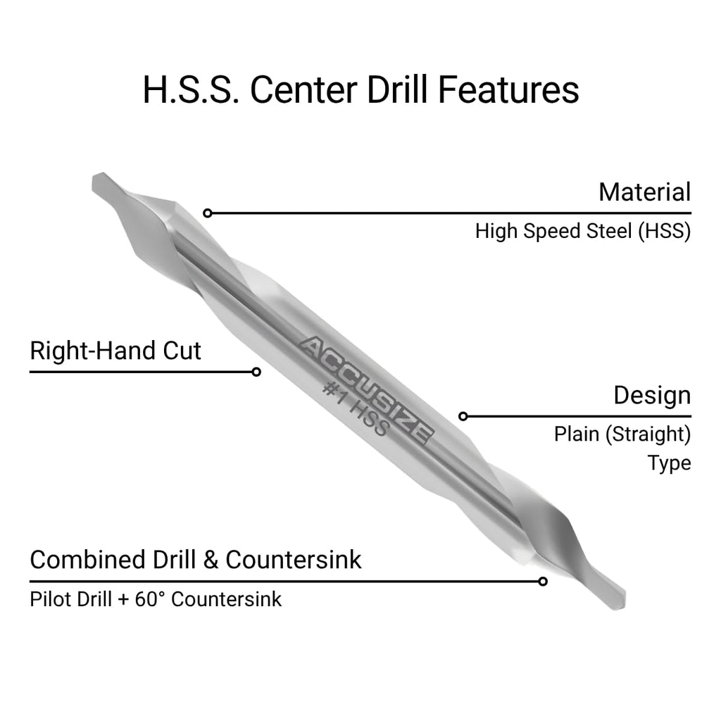Accusize #1 HSS Center Drill, 0530-0100x10
