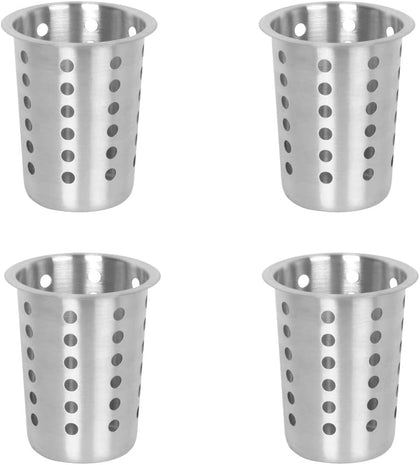 4-3/8" x 5-3/8" Stainless Steel Flatware Cylinder with outer lip Set of 4- Silverware Utensil Holder Kitchen Tools