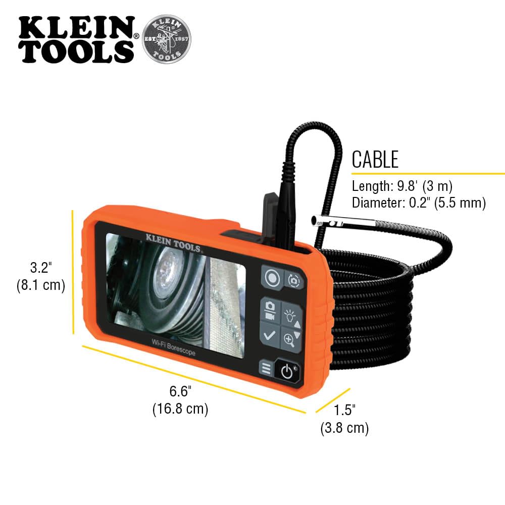 Klein Tools 69473 Borescope, 9mm 10-Foot Armored Waterproof Gooseneck Snake