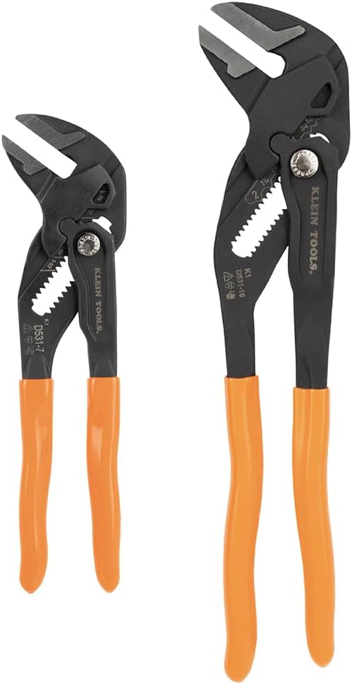 D53102KIT Adjustable Pliers Wrench Set, Compact High-Leverage Parallel Smooth Jaw Pliers, 7-Inch and 10-Inch, 2-Piece
