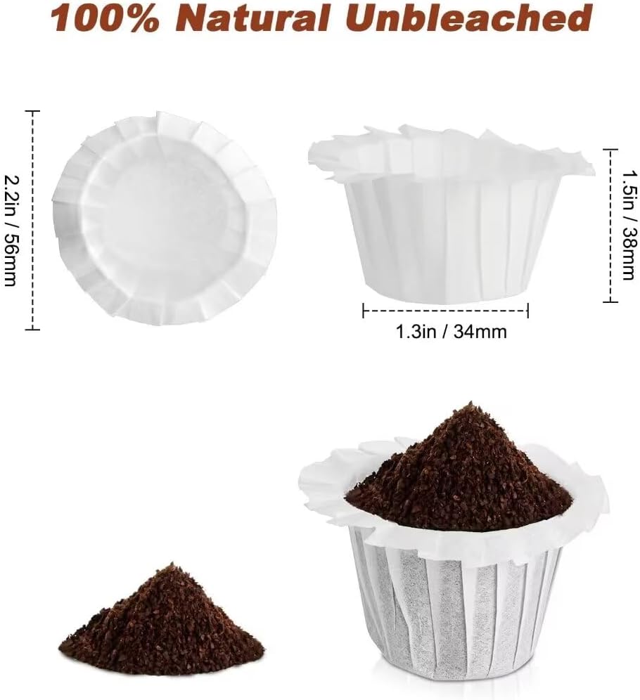 Disposable Paper Coffee Filters, Keurig K Cup Paper Filters for Keurig Single Brewer Reusable Cups, K-cup Coffee