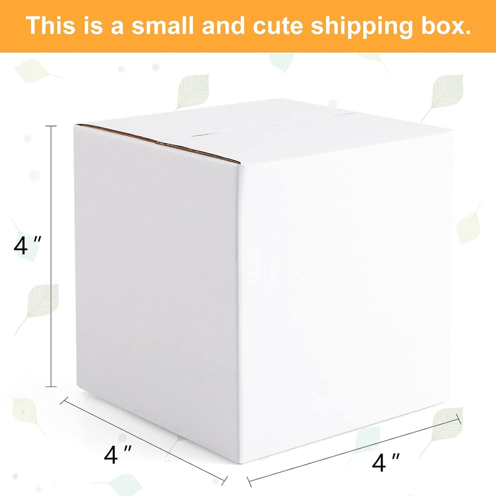 4x4x4" Cardboard Box Mailers 25 Pack White Cube Corrugated Small Shipping Boxes for Mailing