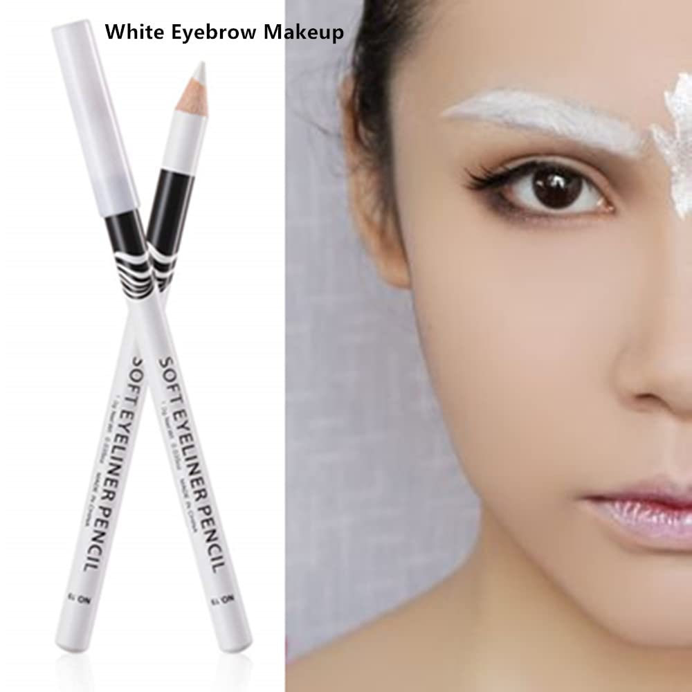 12 PCS White Eyebrow Eyeliner Pencils,White Eyeshadow Makeup Pen,Sweatproof Eye Highlighter Makeup