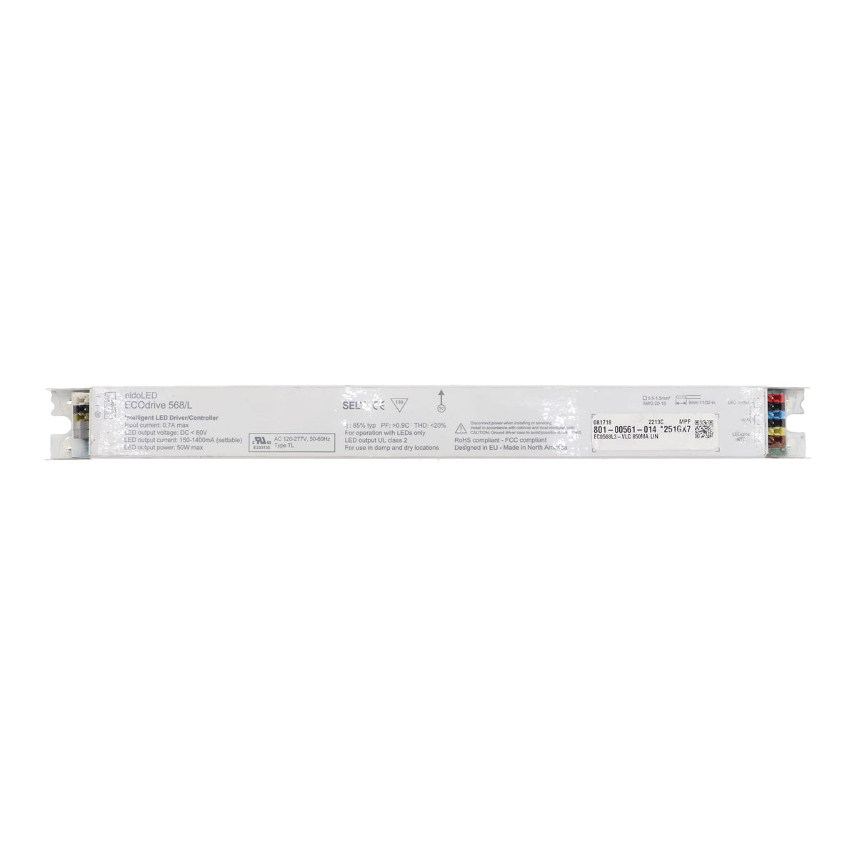 ECOdrive 568/L Settable Dimmable LED Driver, 50W, 60Vdc Max, 120-277V