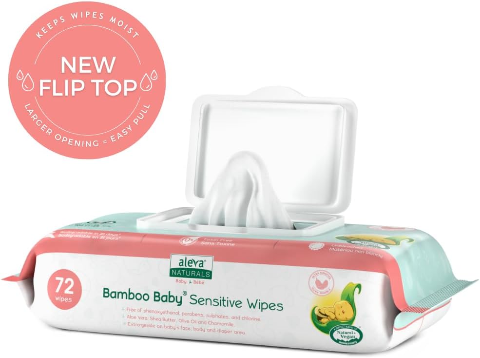 Bamboo Baby Sensitive Wipes | Unscented | Extra Strong and Ultra Soft | Natural and Organic Ingredients | Certified