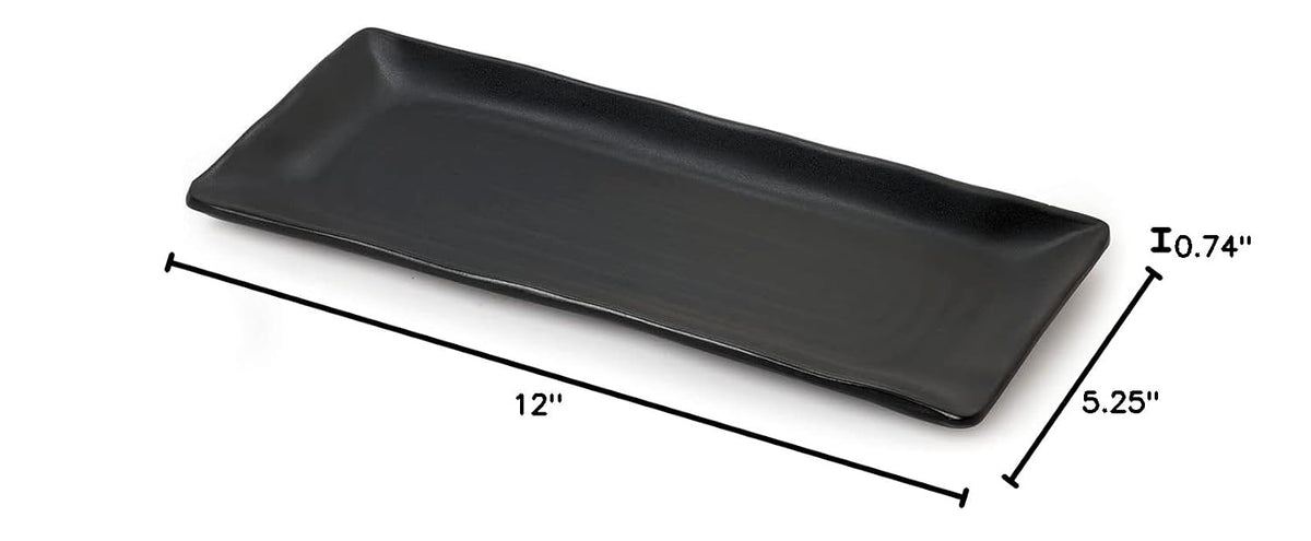G.E.T. RP-1253-BK-EC 12" x 5.25" Rectangular Platter, Nara, Black, Large, Pack of 4
