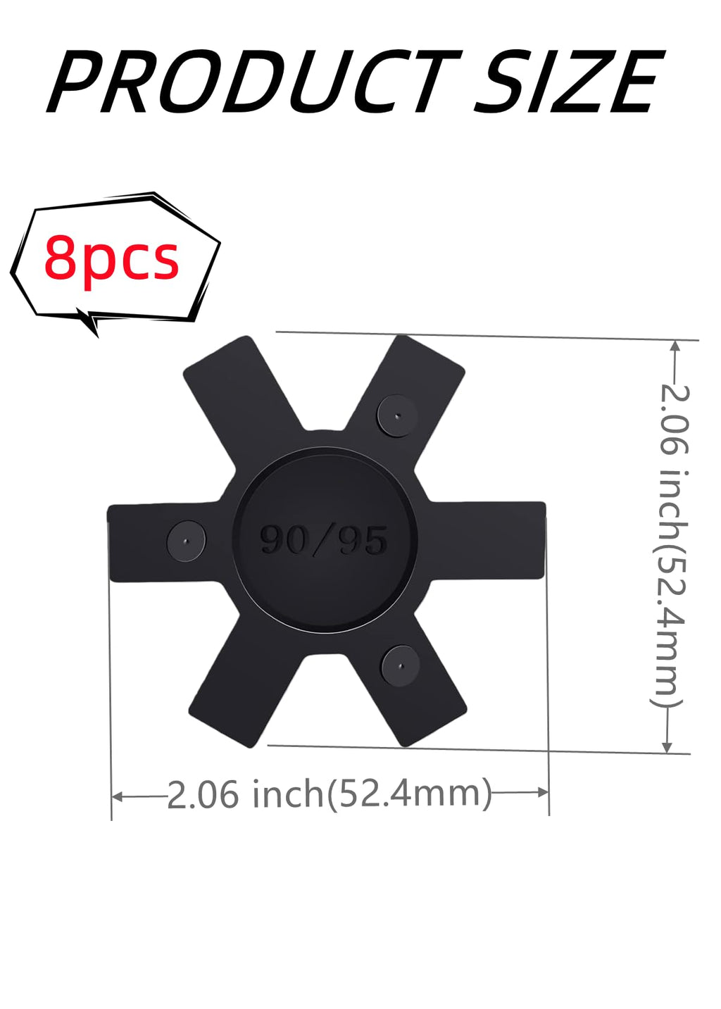 Angyanco 8-Pack Rubber Spider Insert, Flexible Solid Spider Center Insert, Black Spider Center Insert for L Jaw Coupling L-Jaw Coupler (L095)