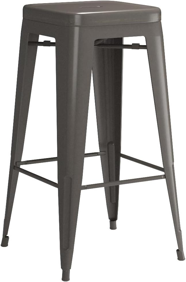 30'' Metal Bar Stools Set of 4, Stackable for Indoor Outdoor, Gun