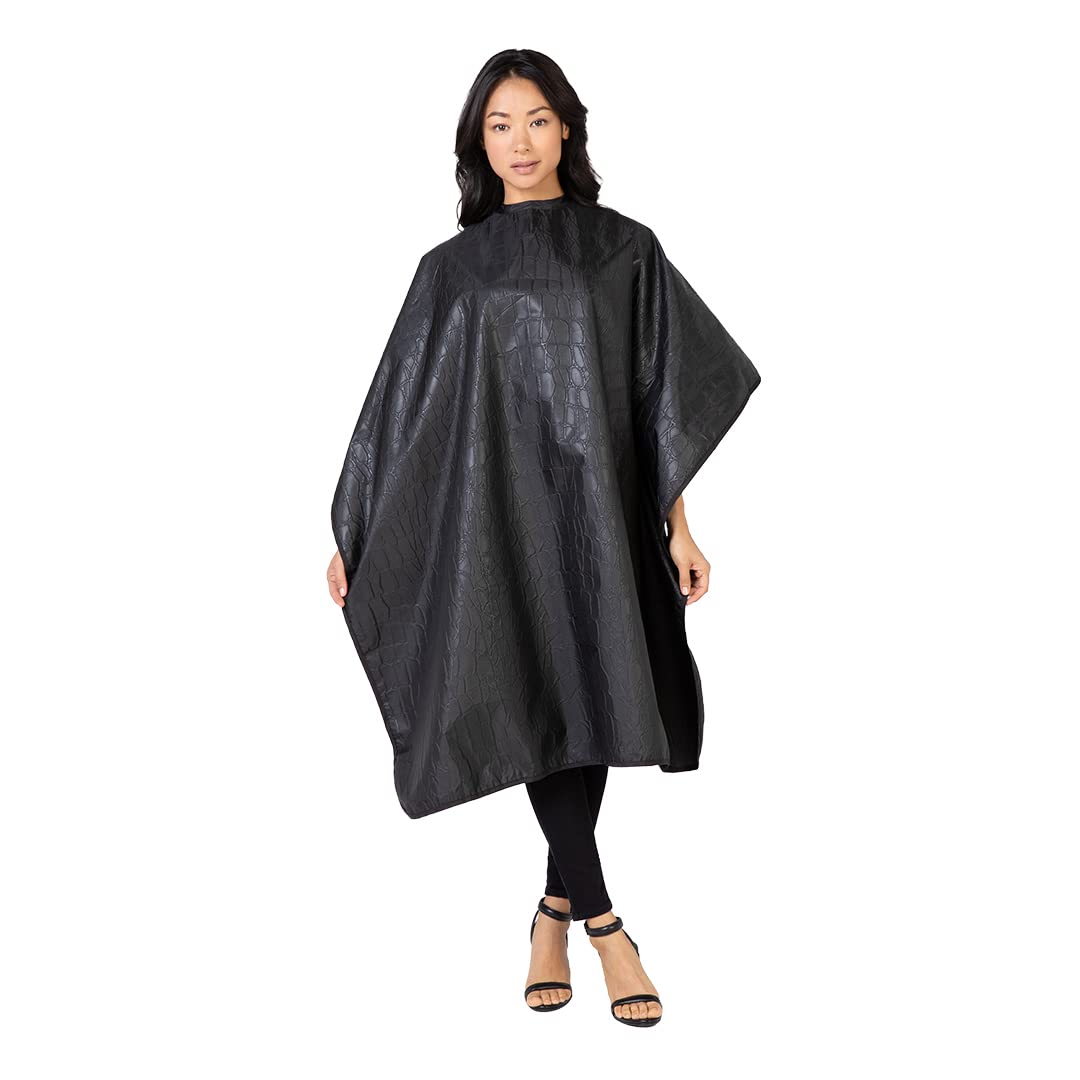 Alligator Hide Bleach-Proof Coloring & Styling Cape, Black | Textured Multi Purpose Salon Cape Defends Against Bleach