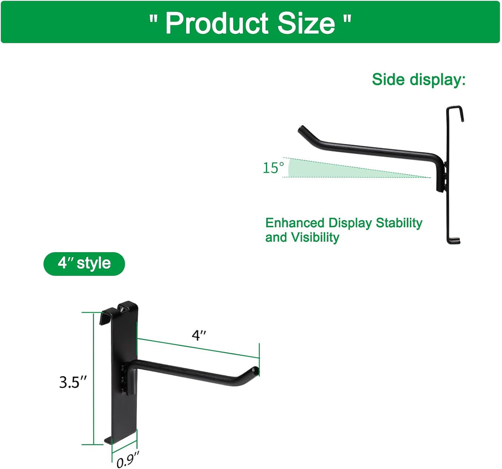 4 Inch Gridwall Hooks, Grid Panel Hanging Hooks for Retail, Home, and Workspace Organization, Displays, and Storage