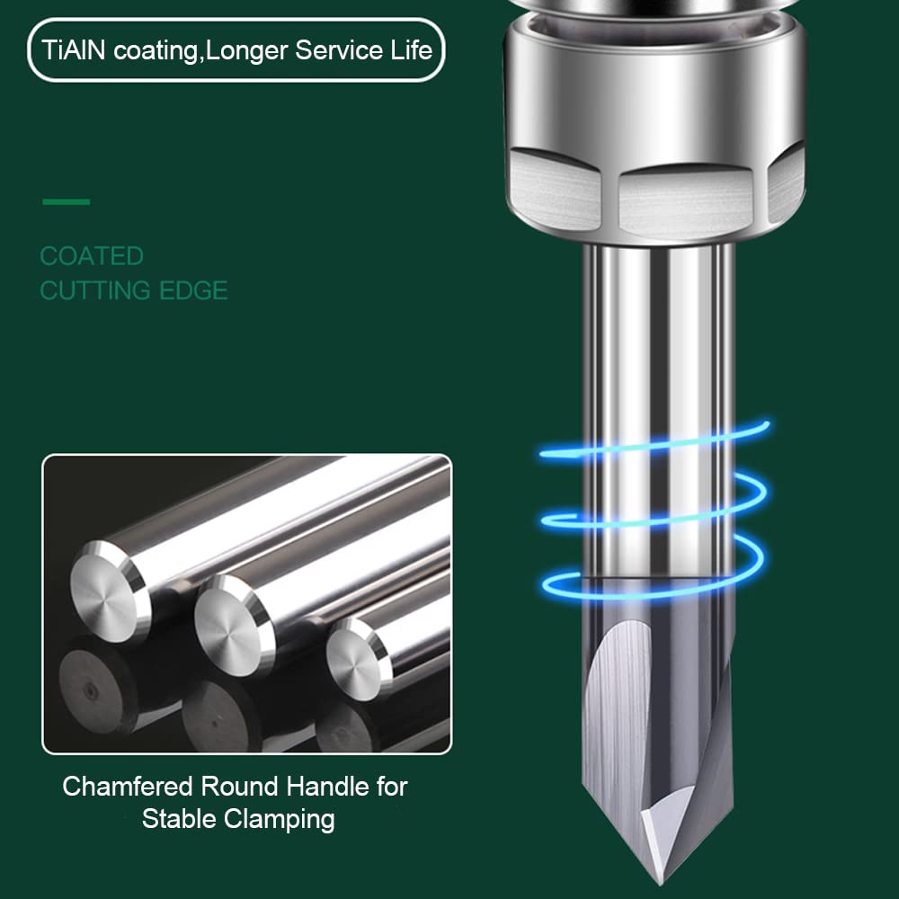 4Pcs Carbide Chamfer End Mill V Groove Router Bit 60 Degree and 90 Degree