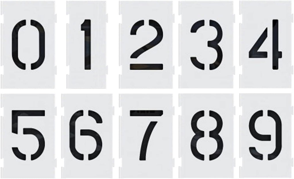 Curb Stencil Kit 0-9 Address Number Stencil Reusable Low Density Polyethylene (LDPE) Plastic - 8 inch Alphabet Kit