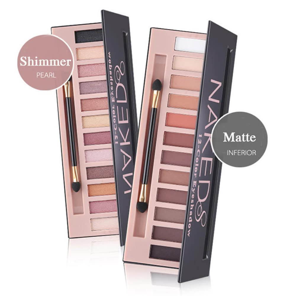 BestLand 2 Pack 12 Colors Makeup Nude Colors Eyeshadow Palette Natural Nude Matte Shimmer Glitter Pigment Eye Shadow