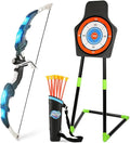 Kids Bow and Arrow Set, Light Up Archery Set with 10 Suction Cup Arrows, Indoor Outdoor Toys with Standing Target &