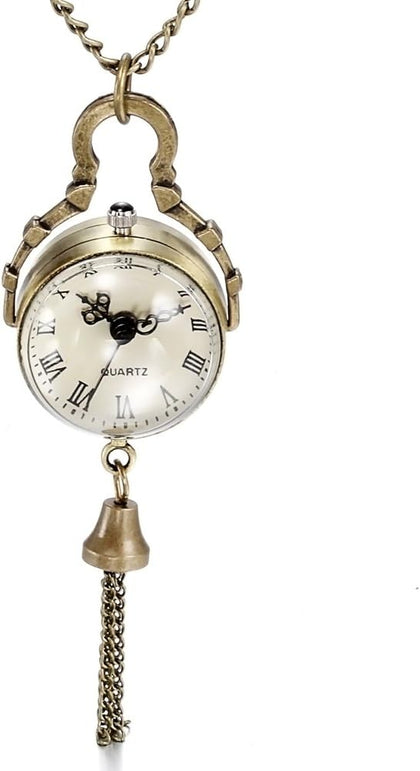 Retro Concave and Convex Mirror Fisheye Glass Ball Pocket Watch with Roman Character Pendant Necklace for Mother's Day