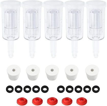 3-Piece Airlock 5-Pack with 5PCS #6 Stoppers, 5pcs Silicone Loops & 10PCS Grommets – Complete Fermentation Kit for