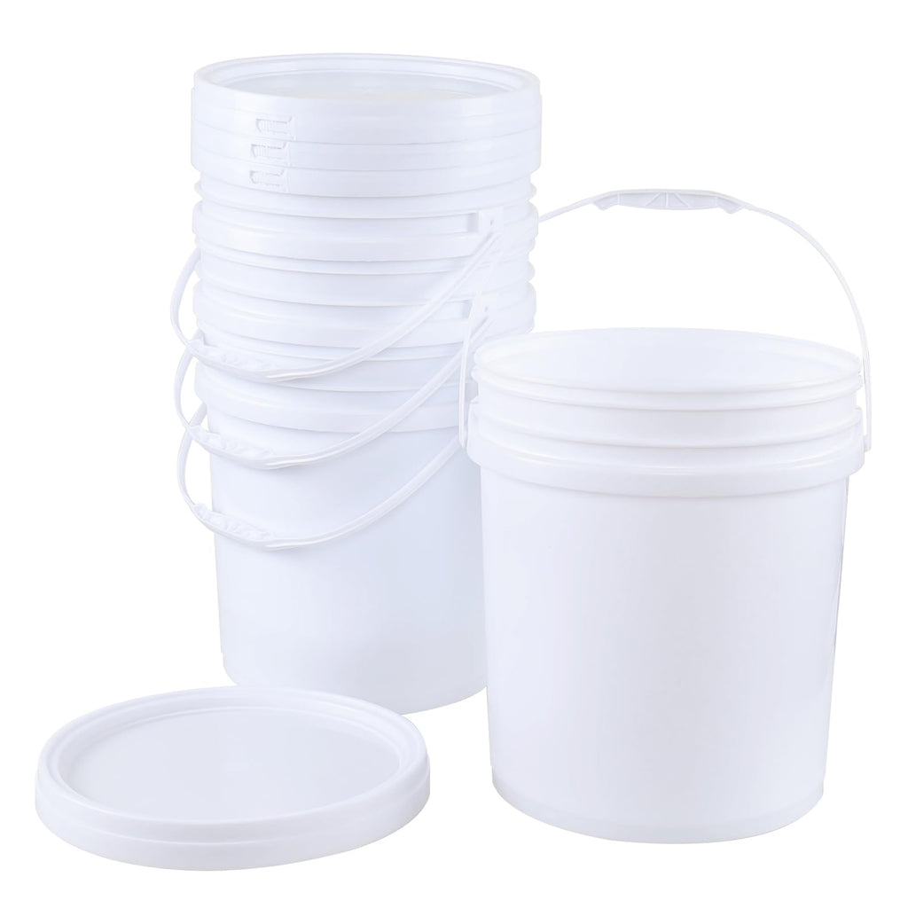7-Gallon Bucket with Airtight Lid, 4-Pack Multi-Use Pails, White