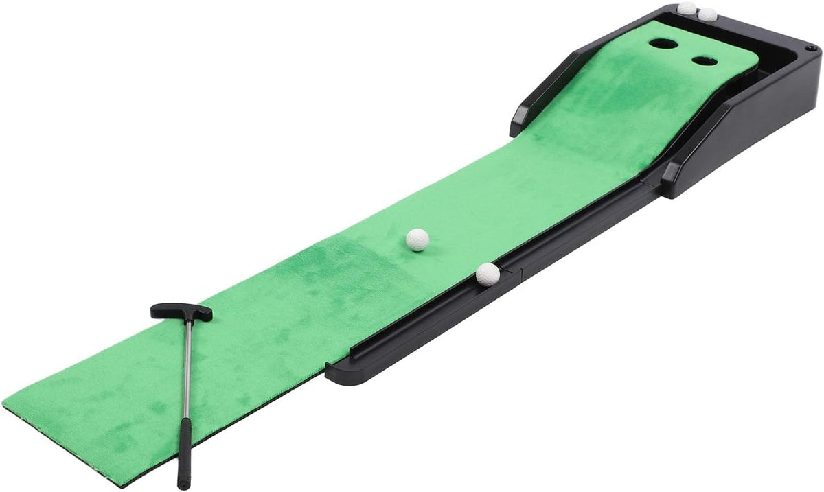 Golf Putting Mat Indoor Putting Green Automatic Ball Return Training Set with SelfReturning Dual Tracks