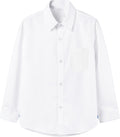 Boys' Long Sleeve Classic Shirt Button Down Shirt Single Chest Pocket White