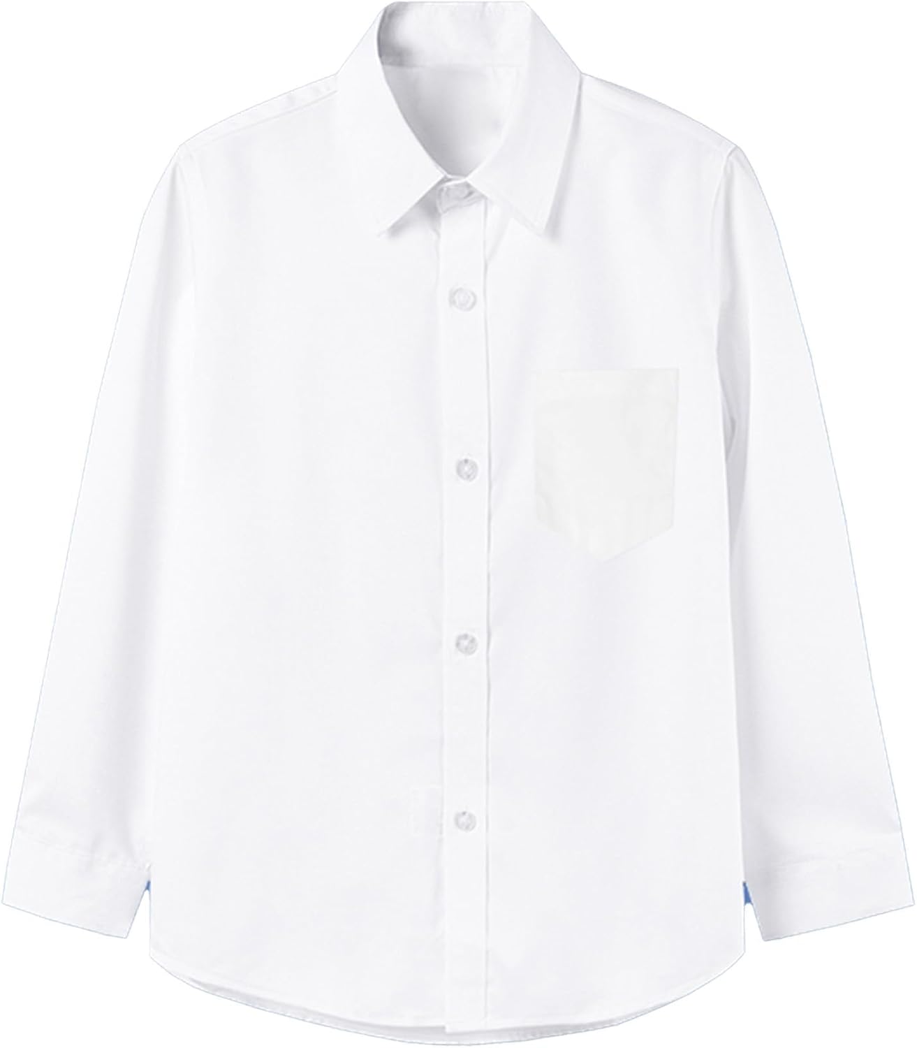Boys' Long Sleeve Classic Shirt Button Down Shirt Single Chest Pocket White