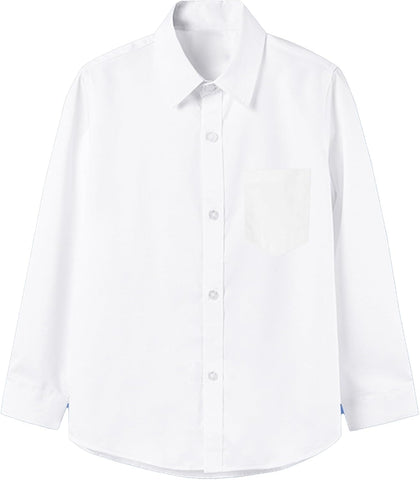 Boys' Long Sleeve Classic Shirt Button Down Shirt Single Chest Pocket White