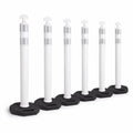 6 Pack 42 Inch White Traffic Cones Delineator Posts with Rubber Base