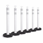 6 Pack 42 Inch White Traffic Cones Delineator Posts with Rubber Base