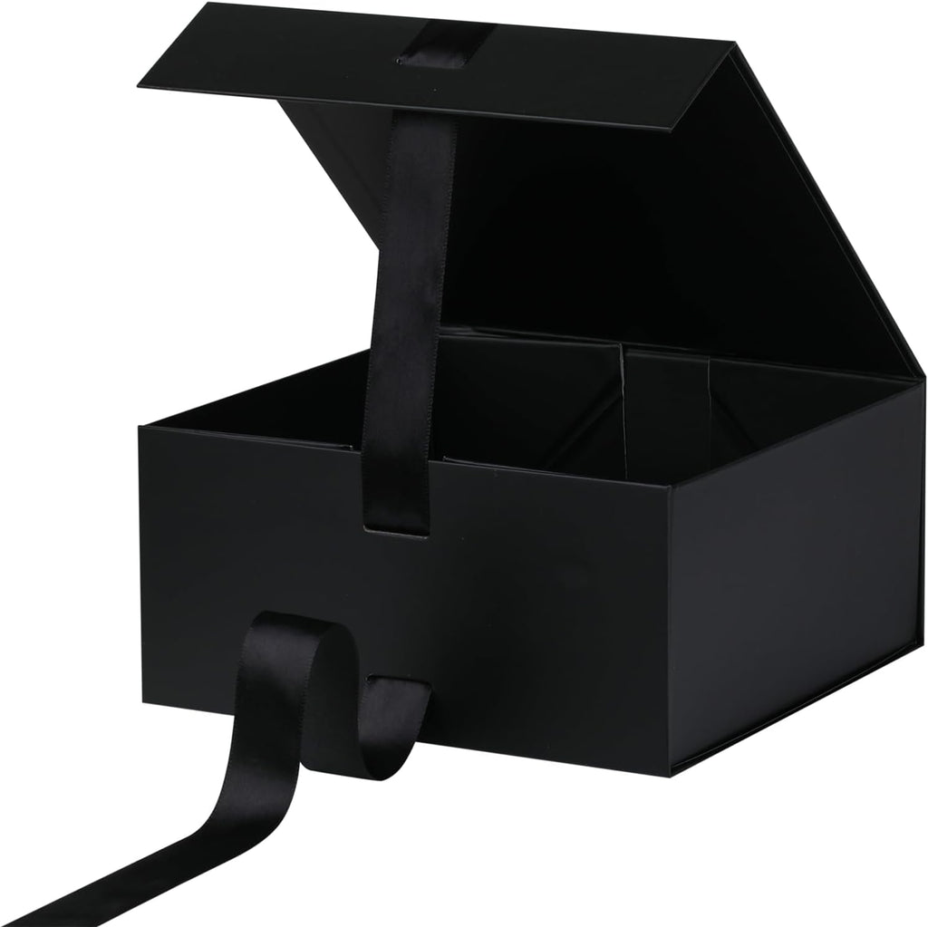 Black Gift Box,10x10x5 Inches Gift Boxes with Lids for Presents with Magnetic Closure and Ribbon for