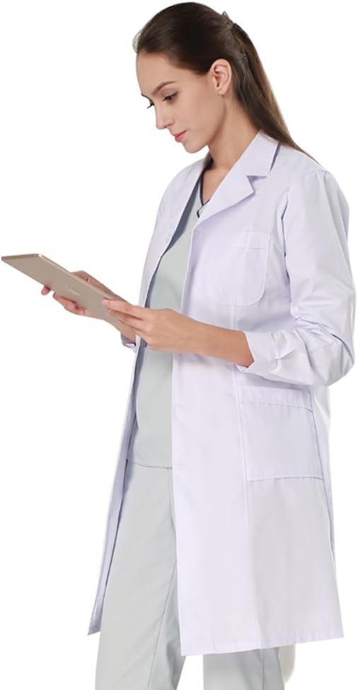 Women's White Lab Coats Doctor Workwear - Unisex Lab Coat Scrubs Adult Uniform