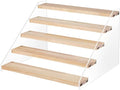 5 Tier Acrylic Wooden Display Stand, Clear Acrylic Display Riser Shelf Wood Tiered Display Shelf Rack Step Ladder