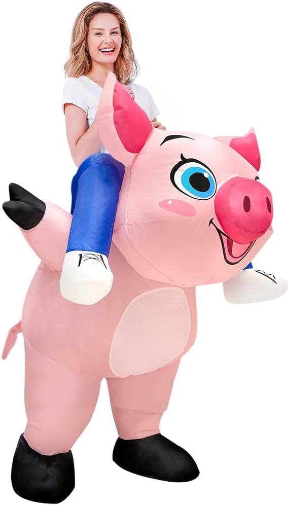 Inflatable Costume Adult,Ride on Pig Costume Inflatable Halloween Costume Women Adult Size,Blow up Costumes for Adult