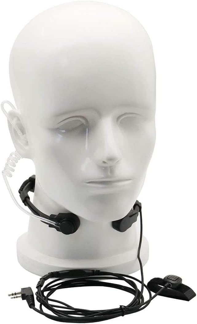 Flexible Throat Mic Microphone Covert Acoustic Tube Tactical Walkie Talkies Earpiece Headset with Finger PTT is
