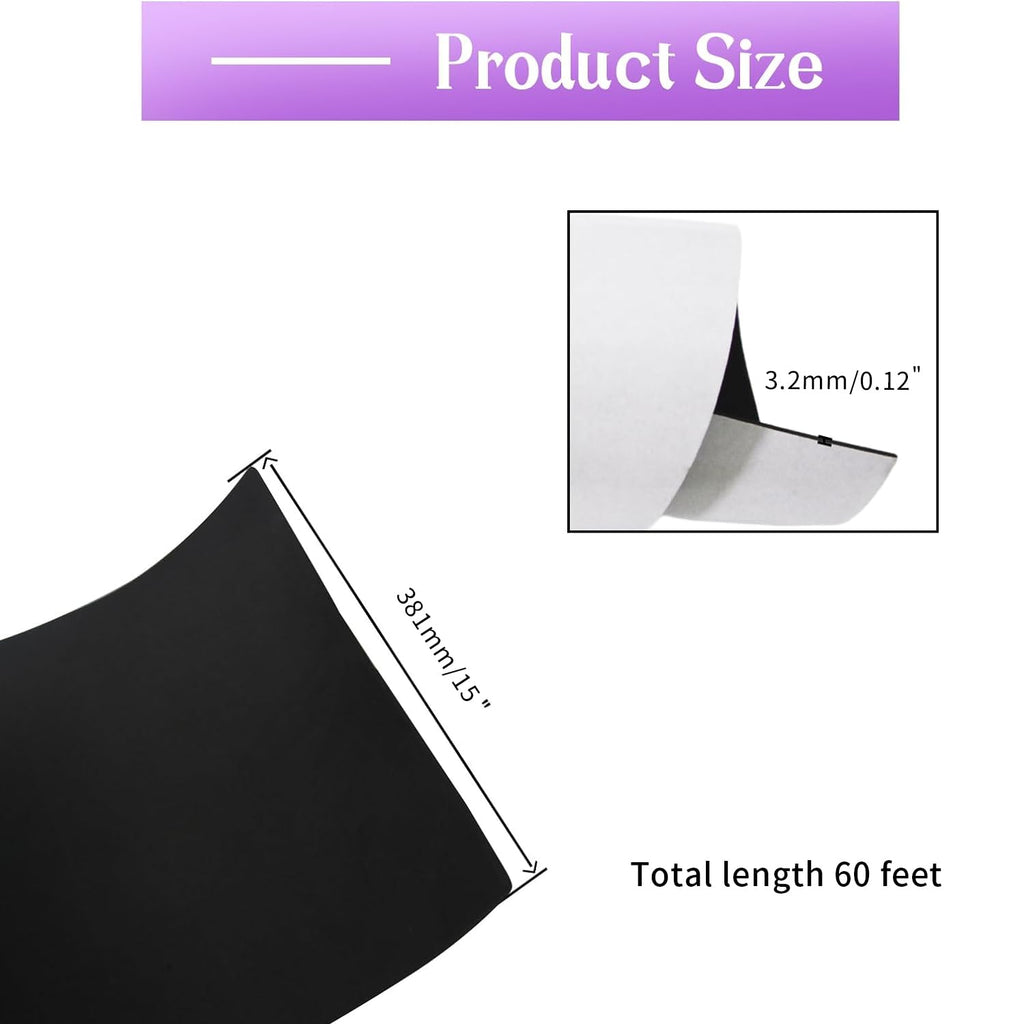 Closed Cell Foam Roll, 60 x 15 x 1/8 Inch Foam Sheet,Black