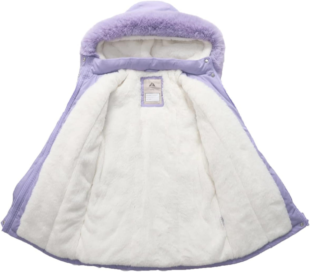 Girls Long Waterproof Winter Coat Kids Warm Hooded Parka | Waterproof puffer keeps girls dry. Fleece-lined.