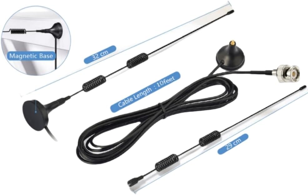 VHF UHF Ham Radio Police Scanner Amateur Radio Mobile Radio Scanner Antenna Magnetic Base BNC Male Antenna Compatible