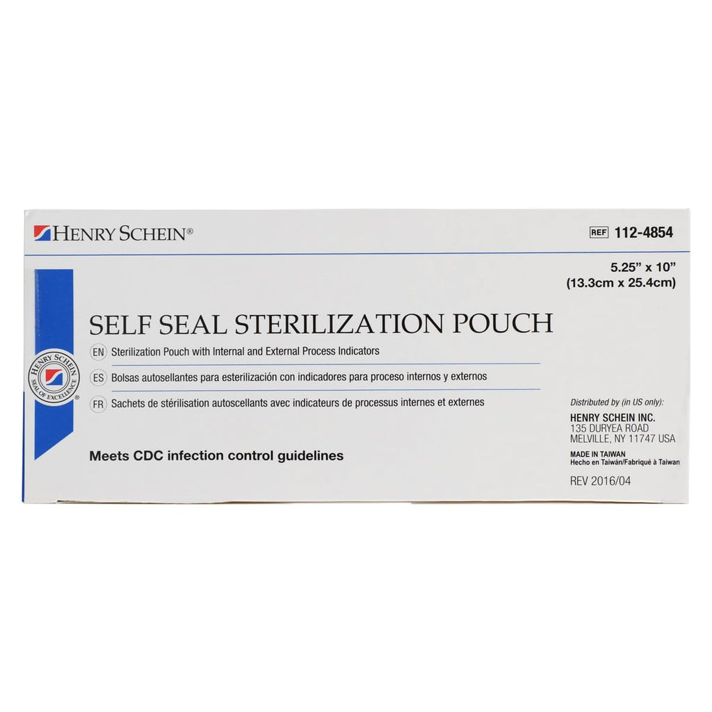 Self-Sealing Sterilization Pouches, 5.25" x 10", 200 Ct | Medical-Grade Paper, with Indicator, Built In Color Change