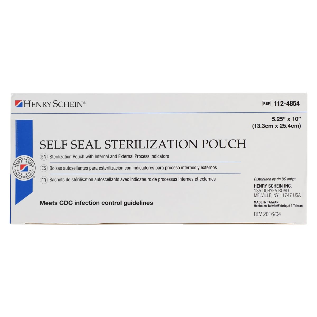 Self-Sealing Sterilization Pouches, 5.25" x 10", 200 Ct | Medical-Grade Paper, with Indicator, Built In Color Change