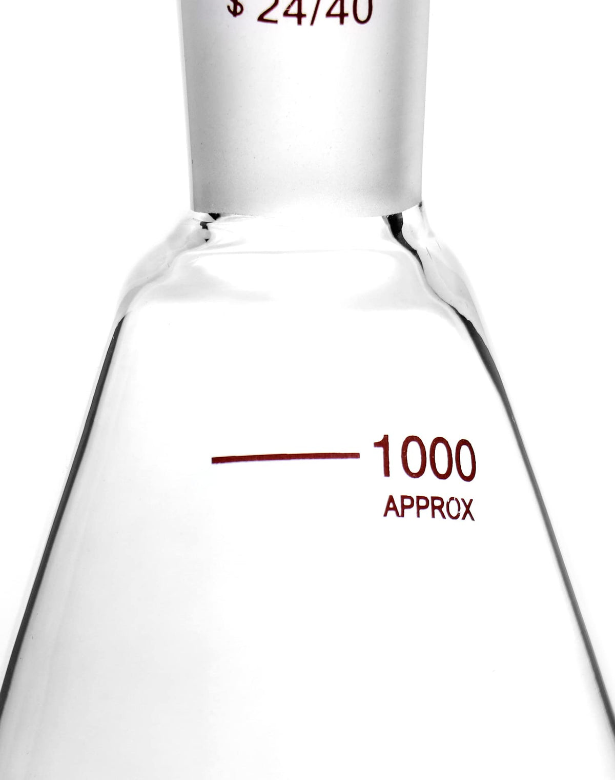 1000 mL Borosilicate Glass Erlenmeyer Flask, 2 Pack Thick Wall Flask with 24/40 Outer Joint