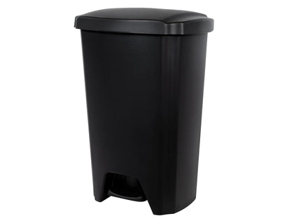 12.1 Gal Kitchen Trash Can 16.6"x13.2"x24.8" Black Step Bin w/Lid Pedal | Matte plastic, fingerprint-proof.