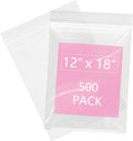 500 Pcs- 12" x 18" Reclosable Plastic Zip Poly Bags 2 Mil