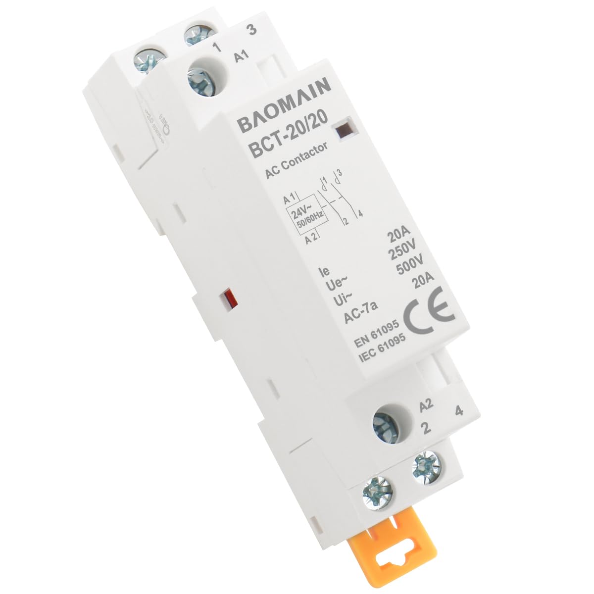 BAOMAIN 24V AC 2-Pole 20A Modular Contactor, 2NO, DIN Rail Mount