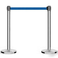 2 Retractable Belt Stanchion Barriers, 11 Ft Blue