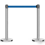 2 Retractable Belt Stanchion Barriers, 11 Ft Blue