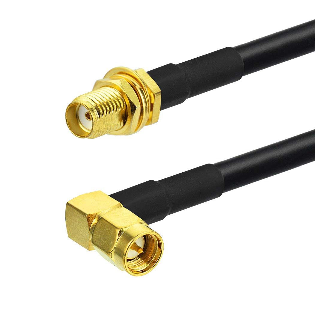 Ham Radio Antenna Extension Relocation Cable SMA Male Right Angle to Female RG58 Coaxial Cable 1m 3 feet (2-Pack) for