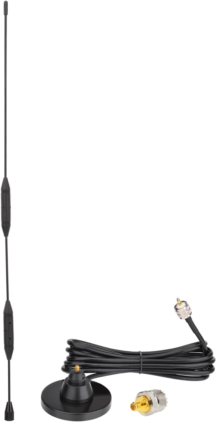 Car Mobile Ham Radio Antenna, Dual Band UHF VHF PL259 Antenna | 136-174/400-480MHz, Magnetic Base Antenna with SMA